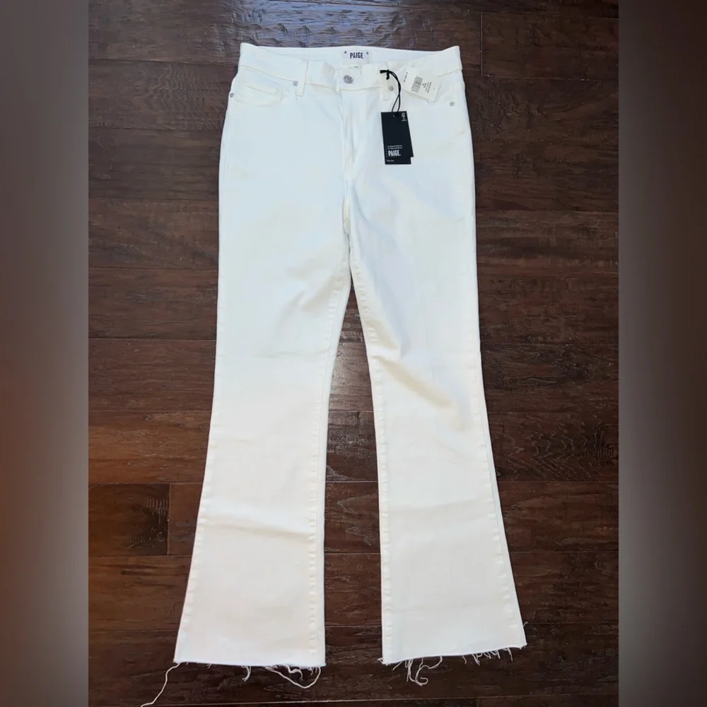 PAIGE White Flare Wide Leg Denim - Picture 9 of 13